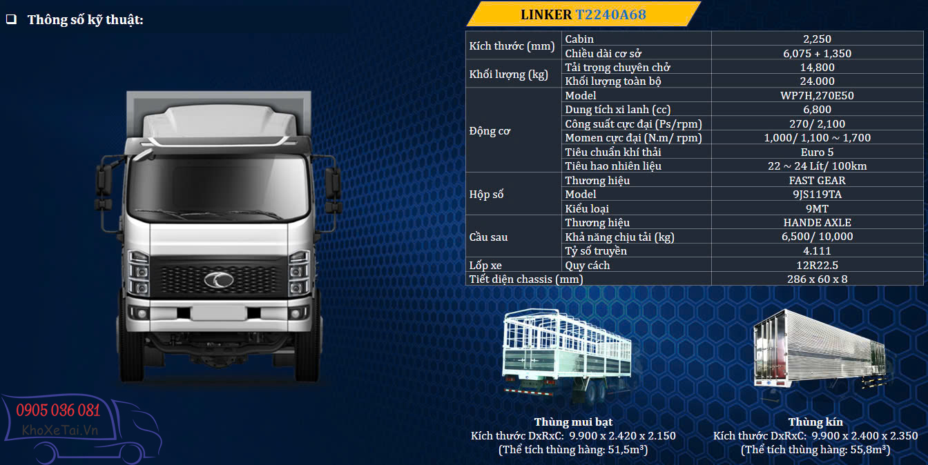 T2240A68 3 chân tải 15 tấn